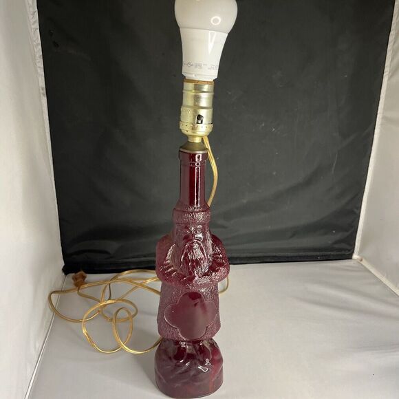 M G Husted Belsnickle Ruby Red Santa Claus Bottle Lamp Very Rare Works! - Picture 3 of 10